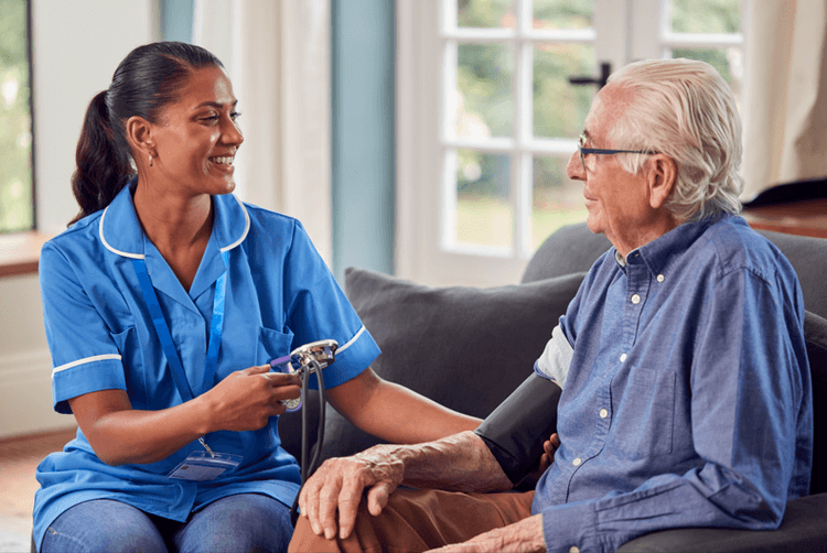 Private nurse taking care of elder